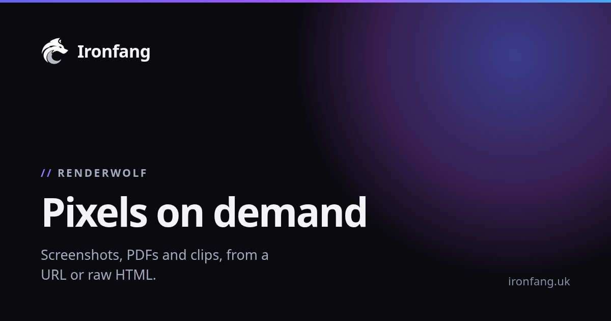 The Open Graph share card for the Ironfang Render product page, generated by Ironfang Render